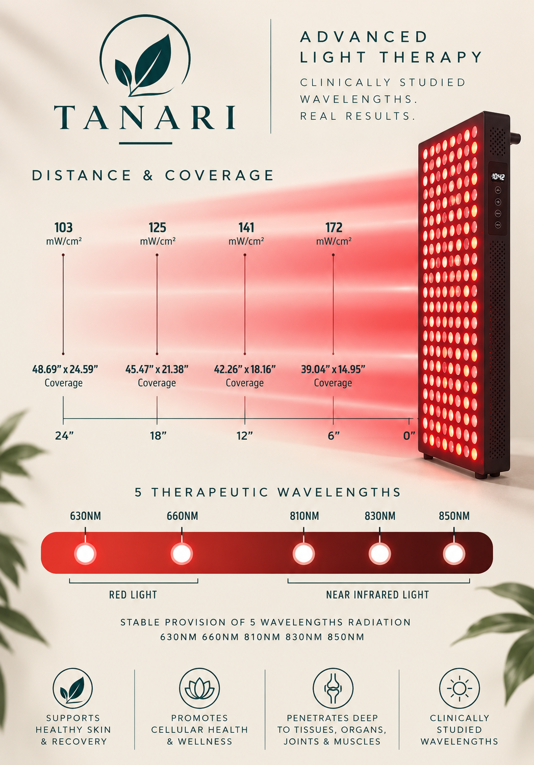 Red Light + Near Infrared Light Panel - Large