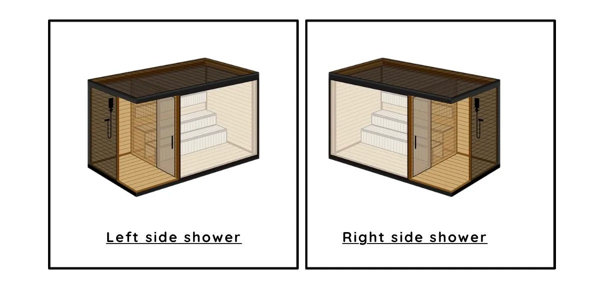 Modern Outdoor Curved Cedar Sauna with Shower